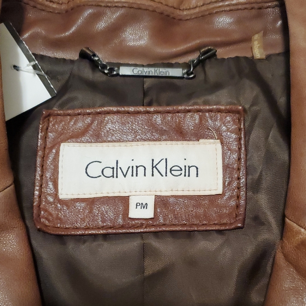 Calvin Klein Brown Real Leather Women's Jacket - Picture 2 of 11
